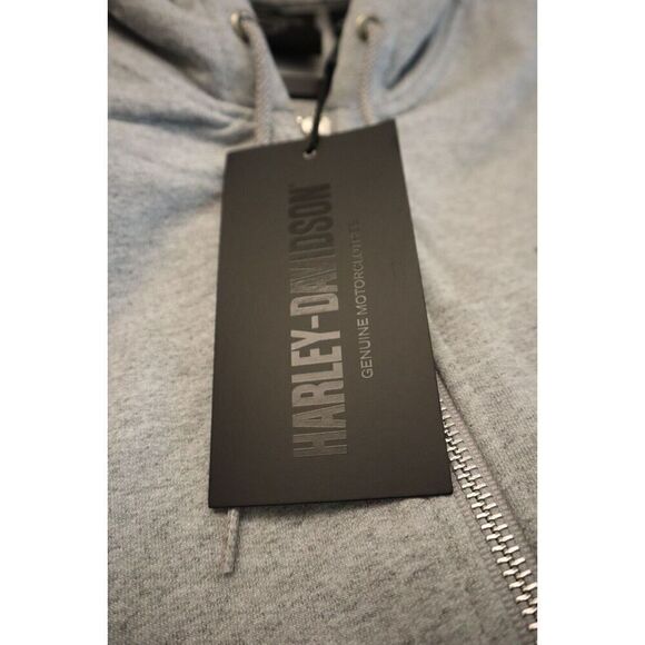 Harley-Davidson Women Sz L Gray Heather Special Racer Font Zip Front Hoodie - Picture 5 of 9